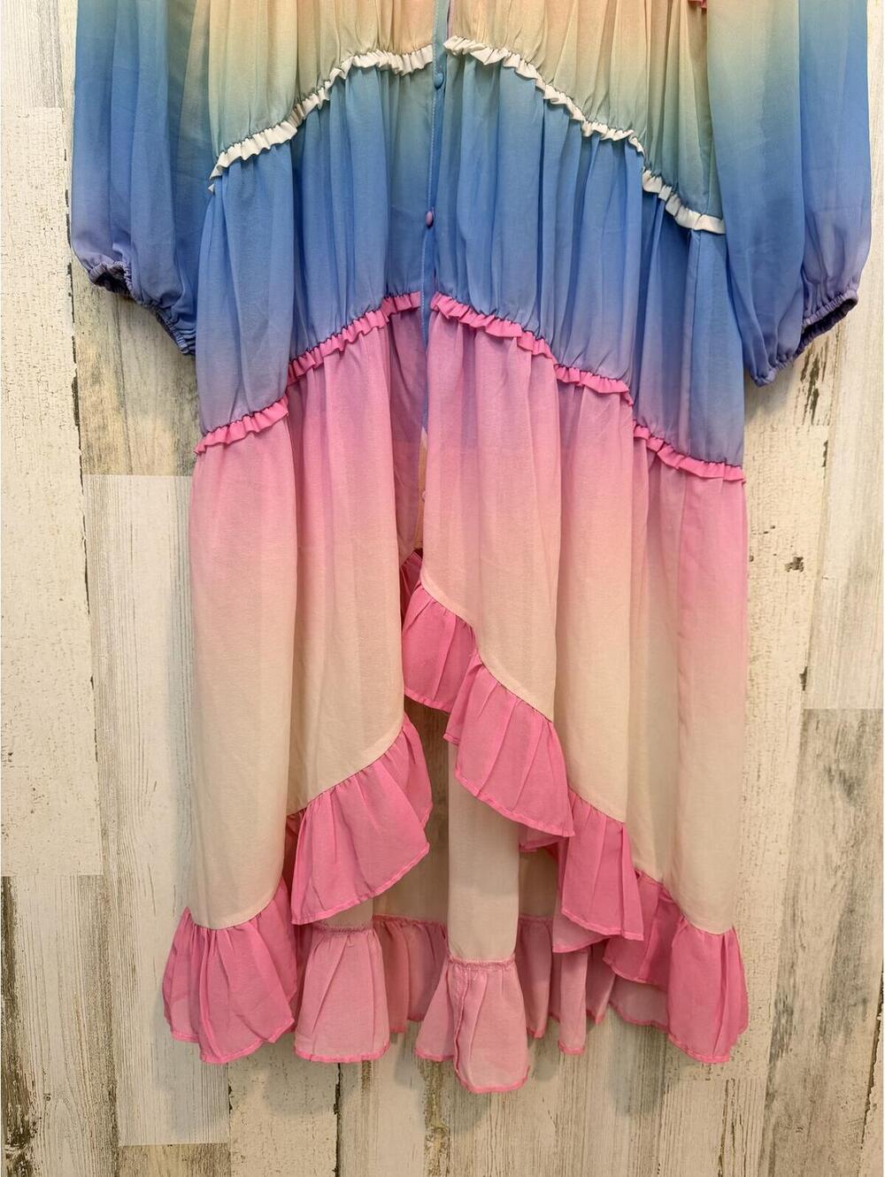 SOLD Women's Size XL Ombre Rainbow Tiered Ruffle Maxi Dress - Picture 13 of 15